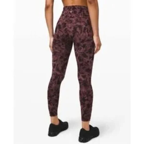 Lululemon In Movement Tight 25" Everlux Dusk Floral Antique Bark Black Size 6 - Picture 3 of 6